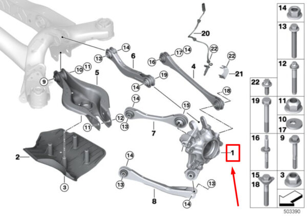 33306899303 - NEW BMW 3 G20 REAR LEFT WHEEL CARRIER 6899303 33306899303 ORIGINAL