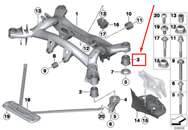 33316792511 - NEW BMW 4 GRAN COUPE F36 REAR RUBBER MOUNTING 33316792511 6792511 ORIGINAL