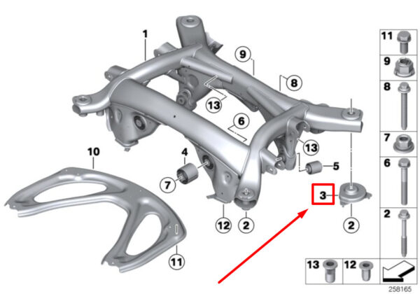 33316793638 - BMW 6 F12 right rear axle suspension stop 6793638 33316793638 NEW ORIGINAL