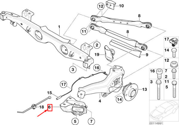 33326753974 - Mini Cooper R50, R53 Rear Right Trailing Arm Bracket 33326753974 NEW GENUINE