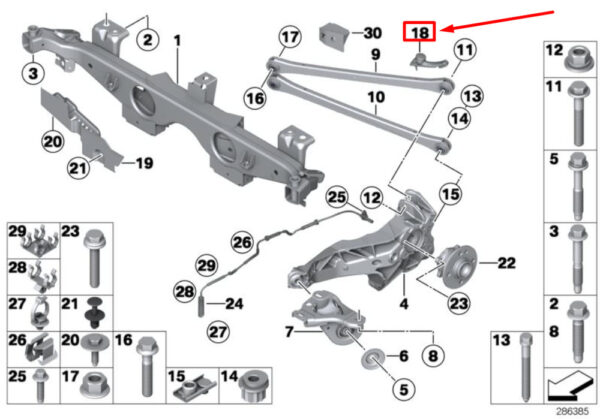 33326774032 - NEW MINI COOPER R56 REAR SUSPENSION ARM IMPACT 33326774032 BUFFERS