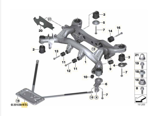 33326777637 - BMW 3 Coupe E92 Original Brace Rear Frame 6777637 33326777637