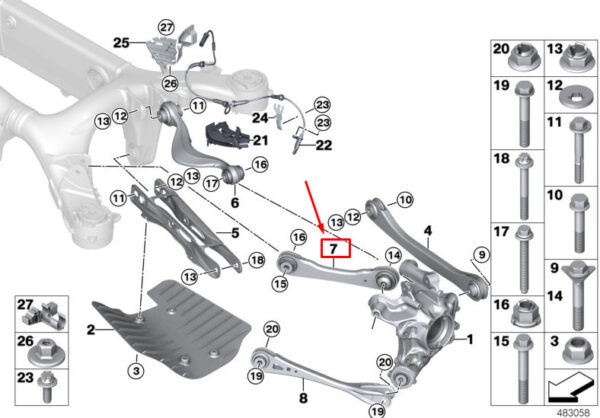 33326867537 - NEW BMW 5 TOURING G31 REAR LEFT GUIDE ARM 33326867537 ORIGINAL