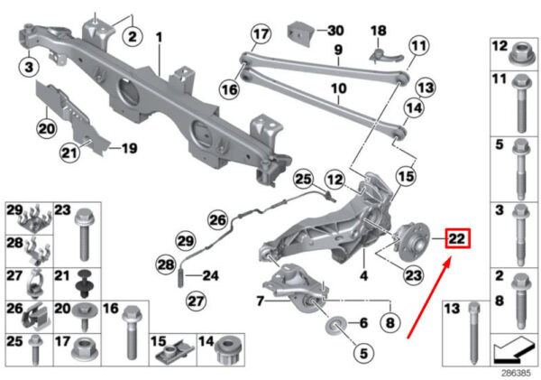 33416786552 - NEU MINI CABRIO R57 HINTEREN RADNABENBAUGRUPPE 33416786552 6786552 ORIGINAL