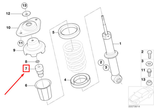 33506763137 - NEW MINI CABRIO R52 REAR AUXILIARY SHOCK ABSORBER 6763137 33506763137 ORIGINAL