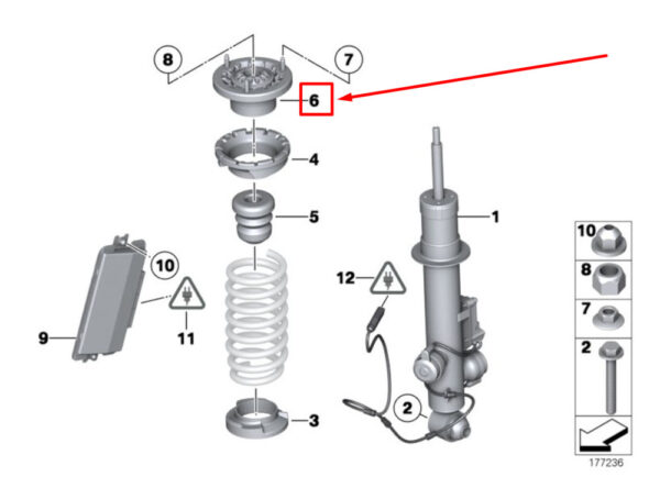 33506854327 - NEW BMW 6 F06 REAR SHOCK MOUNT LEFT GUIDE SUPPORT 6854327 33506854327 ORIGINAL