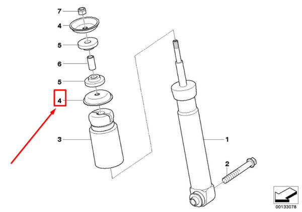 33526764264 - BMW 5 E61 auxiliary damper support cup 33526764264 6764264 NEW ORIGINAL