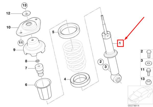 33526781135 - MINI CONVERTIBLE R52 strut for rear shock absorbers 33526781135 NEW REAL