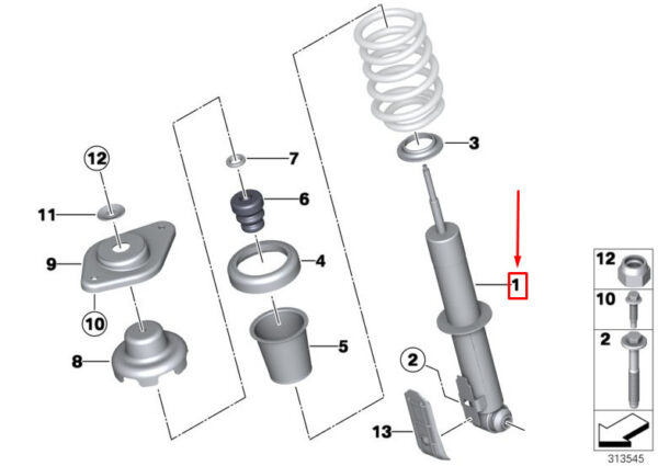 33526855362 - MINI COUPE R58 REAR SHOCK ABSORBER 33526855362 6855362 NEW GENUINE