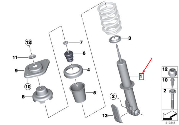 33526855363 - NEW MINI COUPE R58 REAR SHOCK ABSORBER 6855363 33526855363 ORIGINAL