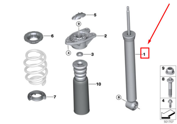 33526867218 - NEW MINI -LANDSMANN F60 REAR SHOCK ABSORBER 6867218 33526867218 GENUINE