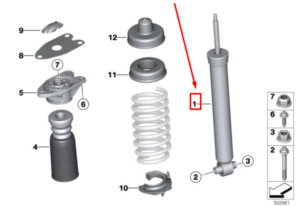 33526874369 - NEW BMW 3 F30 REAR SHOCK ABSORBER 6874369 33526874369 ORIGINAL