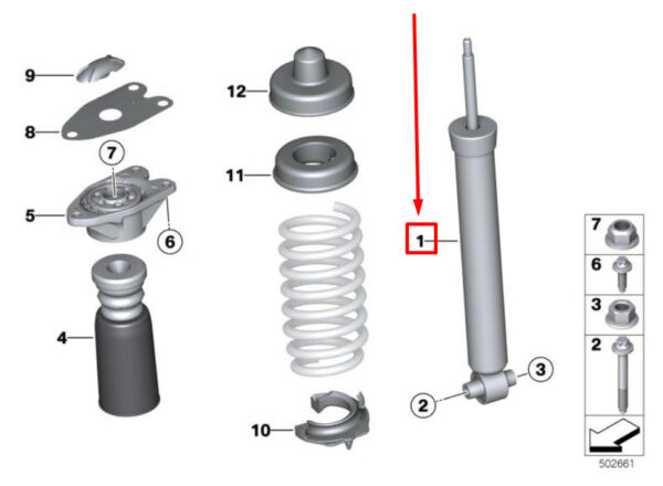 33526874372 - BMW 3 F30, F80 rear shock absorber 33526874372 6874372 NEW REAL