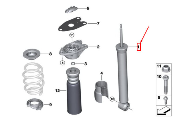 33526879653 - MINI COOPER F56 REAR LEFT SHOCK ABSORBER 33526879653 6879653 NEW GENUINE