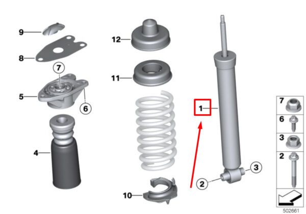 33526883830 - NEW BMW 3 F30 REAR SHOCK ABSORBER 33526883830 6883830 ORIGINAL