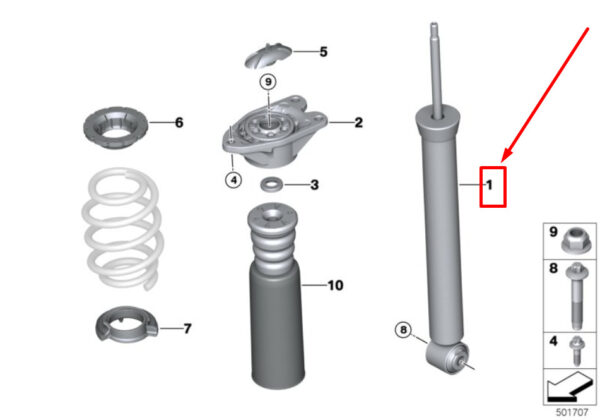 33526888424 - MINI COUNTRYMAN F60 rear shock absorber 33526888424 6888424 NEW ORIGINAL
