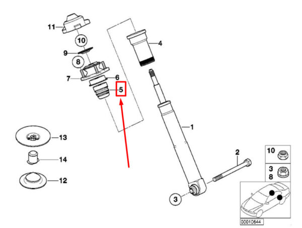 33531093924 - NEW BMW 5 E39 REAR AUXILIARY SHOCK ABSORBER 33531093924 1093924 ORIGINAL