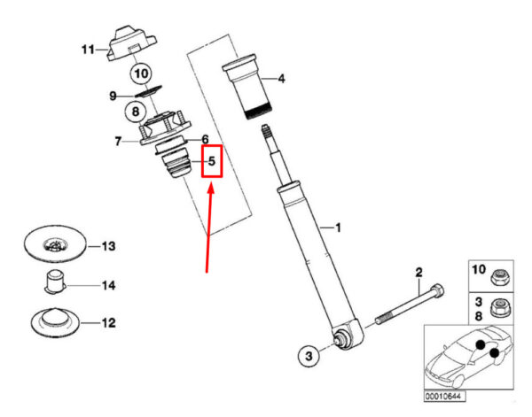 33531094724 - NEW BMW 5 E39 REAR AUXILIARY SHOCK ABSORBER 33531094724 1094724 ORIGINAL
