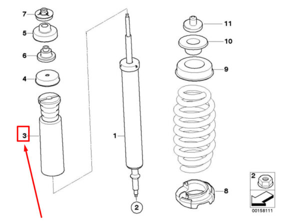 33536767335 - BMW 3 E90 additional rear shock absorber 33536767335 6767335 NEW ORIGINAL
