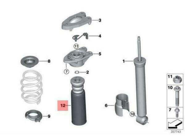 33536852457 - OEM BMW F45 F46 F48 SUV REAR SHOCK ABSORBER DAMPER 33536852457 GENUINE NEW