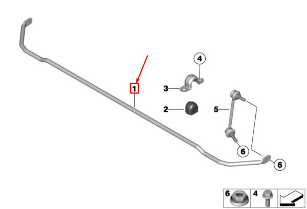 33556754818 - MINI CLUBMAN R55 REAR STABILIZER BAR 33556754818 6754818 NEW GENUINE