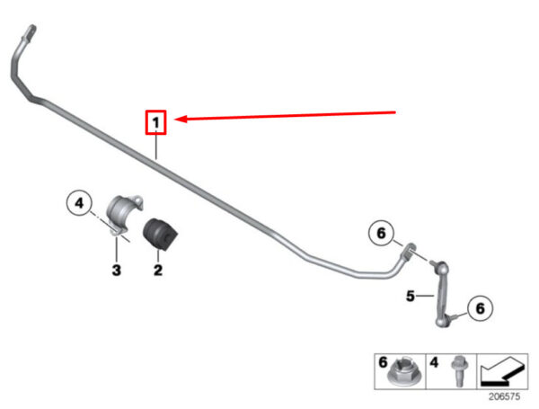 33556853474 - BMW 3 F30, F80 Rear Stabilizer 33556853474 6853474 NEW GENUINE