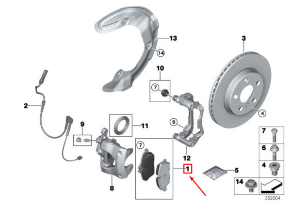 34106860019 - BMW 2 Active Tourer F45 Repair  for Front Wheel Brake Padding 34106860019 NEW