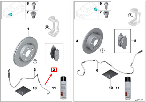 34106863293 - Mini Clubman F54 Front Brake Pads Set 34106863293 NEW Original