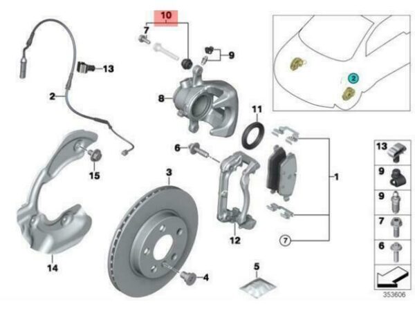 34106867315 - OEM BMW I01 FRONT BRAKE CALIPER GUIDE BUSH REPAIR  34106867315 GENUINE NEW