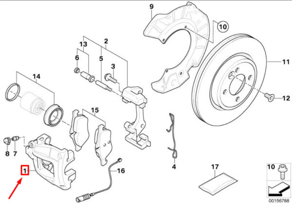 34116768458 - OEM MINI CABRIO R52 FRONT RIGHT DISC BRAKE CALIPER 34116768458 6768458 GENUINE