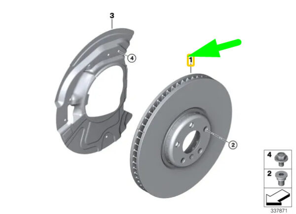 34116789070 - NEW BMW X5 F15 FRONT RIGHT BRAKE DISC 34116789070 ORIGINAL