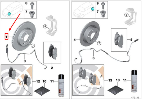 34116858651 - NEW MINI CABRIO R57 FRONT VENTILATED DISC BRAKE ROTOR 34116858651 ORIGINAL