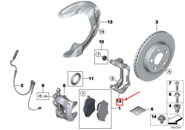 34116867312 - MINI COUNTRYMAN F60 FRONT RIGHT BRAKE CALIPER BRACKET 34116867312 NEW GENUINE