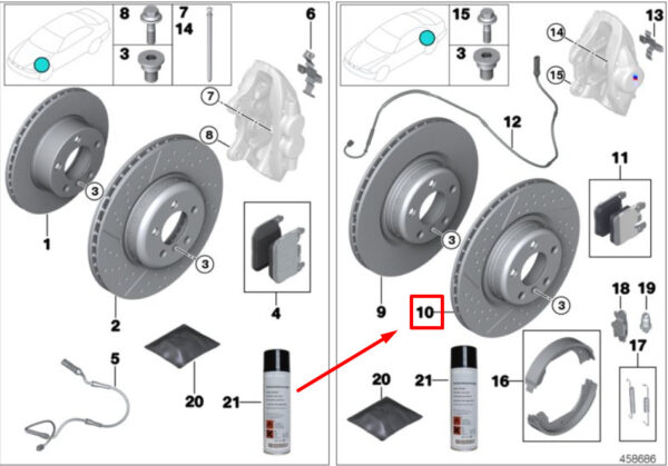 34206797600 - BMW 4 Gran Coupe F36 rear brake disc 34206797600 6797600 new original