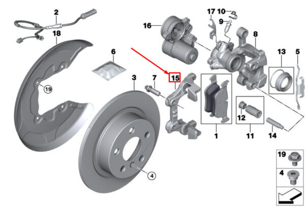 34206860406 - MINI COUNTRYMAN F60 REAR LEFT BRAKE CALIPER 6860406 34206860406 NEW GENUINE