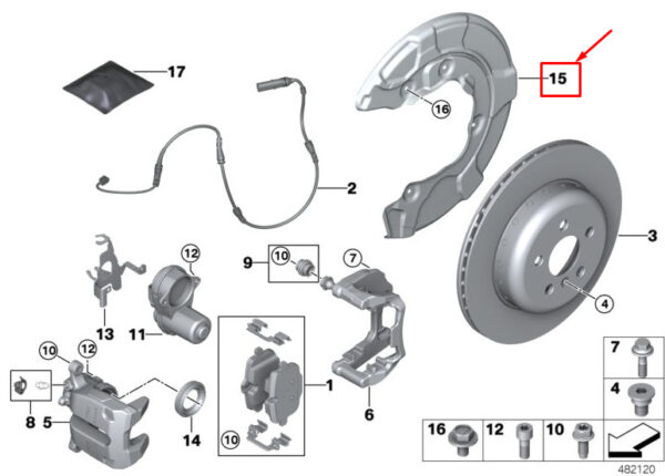 34206871339 - BMW 3 G20 brake disc protector rear left 34206871339 NEW ORIGINAL