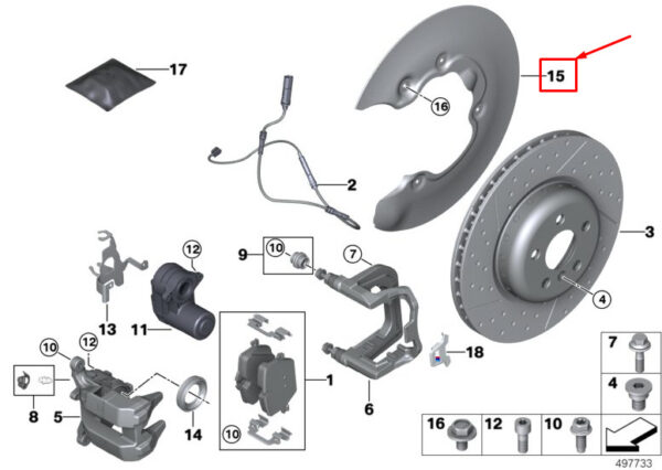 34206871341 - BMW 3 G20 brake disc protector rear left 34206871341 NEW ORIGINAL