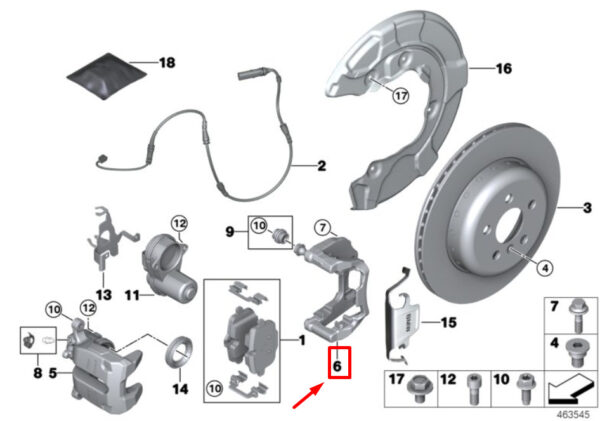 34206891773 - NEW BMW X6G06 REAR LEFT BRAKE CALLIPER CARRIER 34206891773 6891773 ORIGINAL