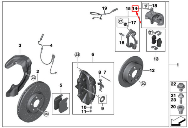 34216865655 - MINI COOPER F56 REAR LEFT BRAKE CALIPER 34216865655 6865655 NEW GENUINE