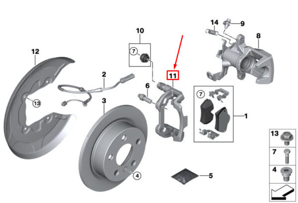34216865928 - MINI COOPER F56 REAR RIGHT BRAKE CALIPER BRACKET 34216865928 NEW GENUINE