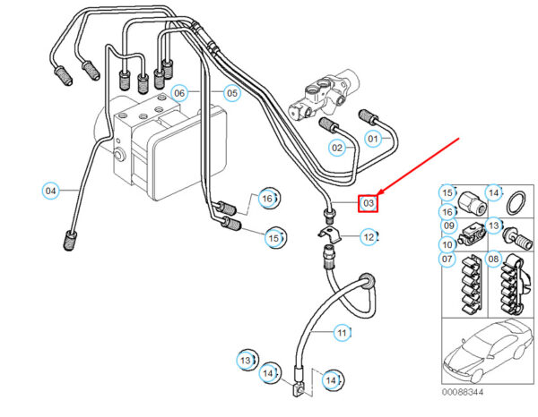 34306779185 - NEW MINI COOPER R50 FRONT ABS BRAKE LINE 34306779185 6779185 ORIGINAL