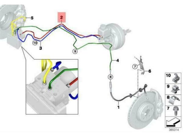 34306858635 - OEM BMW I12 COUPE FRONT BRAKE MASTER CYLINDER PIPE 34306858635 GENUINE NEW