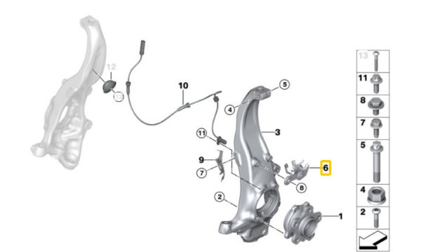 34306861835 - BMW 5 G30 brake hose front outside left bracket 34306861835 NEW ORIGINAL