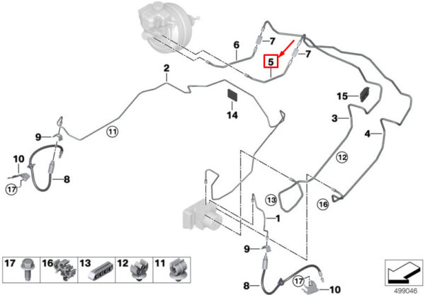 34306891443 - BMW 3 G20 brake line 34306891443 NEW ORIGINAL