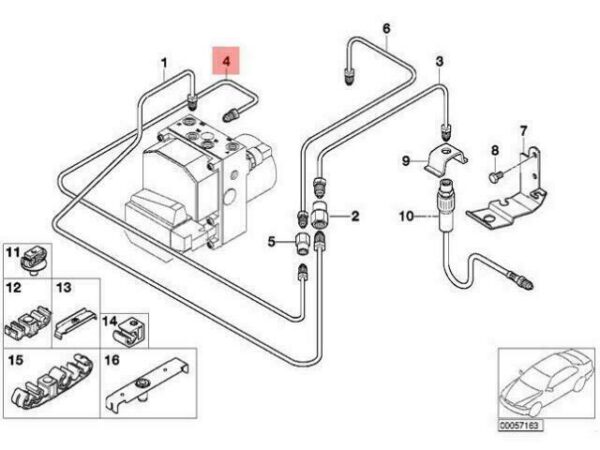 34321165988 - OEM BMW E52 ROADSTER REAR DSC BRAKE PIPE 34321165988 GENUINE NEW
