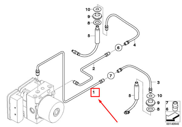 34322283833 - NEW BMW 5 TOURING E61 REAR BRAKE PIPE 2283833 34322283833 GENUINE