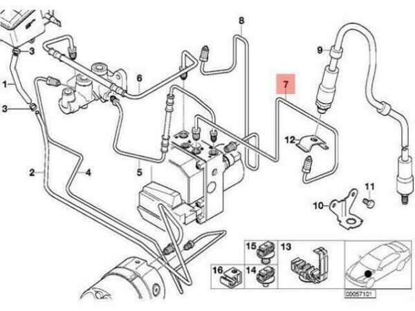 34326753845 - OEM BMW E52 ROADSTER FRONT DSC BRAKE PIPE 34326753845 GENUINE NEW