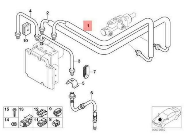 34326754527 - OEM BMW Z3 COUPE FRONT ASC RUBBER COVERED BRAKE PIPE 34326754527 GENUINE NEW