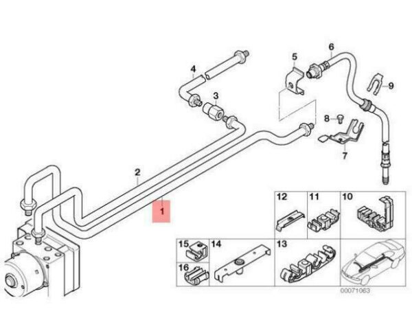 34326754851 - OEM BMW E46 COMPACT REAR ABS ASC+T BRAKE PIPE 34326754851 GENUINE NEW