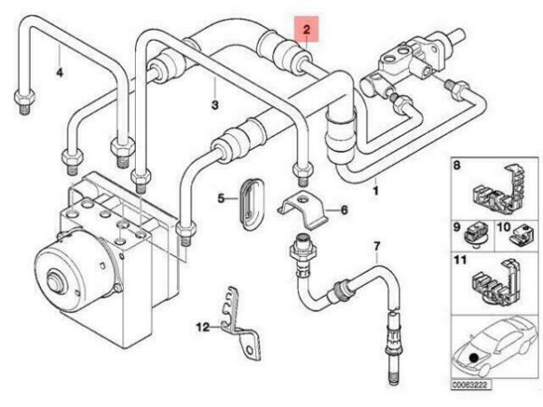 34326754893 - OEM BMW E46 CABRIO COMPACT ABS ASC+T FRONT BRAKE PIPELINE 34326754893 GENUINE